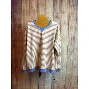 Wishlist Striped Crewneck Velour Sweatshirt Women's Size M/L